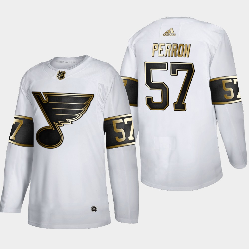 Men St. Louis Blues #57 David Perron Adidas White Golden Edition Limited Stitched NHL Jersey